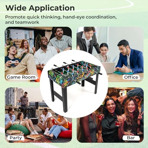 Goplus Foosball Table, 2-in-1 Soccer Table with Detachable Legs for Tabletop, Freestanding Arcade Game Table with 2 Balls, 2 Score Records for Adults, Indoor Home Office Bar Game Room