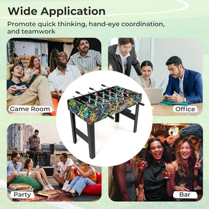Goplus Foosball Table, 2-in-1 Soccer Table with Detachable Legs for Tabletop, Freestanding Arcade Game Table with 2 Balls, 2 Score Records for Adults, Indoor Home Office Bar Game Room