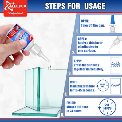 ALECPEA 20g Glass Glue - Crystal Clear Invisible Adhesive for Glass Repair, Jewelry & Art - Waterproof & Heat-Resistant Bond for Mirrors, Crystals & Glassware - Quick 15s Set with 3 Precision Tips - size: 20g/1Pack, style: Glass Glue