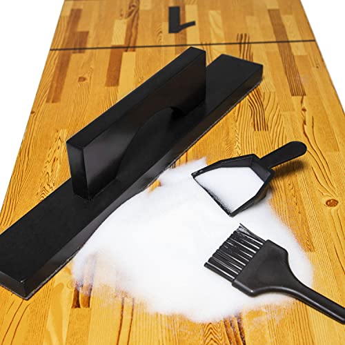 Shuffleboard Sand with Shuffleboard Brush - Shuffleboard Wax Set for Shuffleboard Table + Shuffleboard Brush + Mini Dustpan and Brush - color: 2 Cans Medium Speed + Short Brush