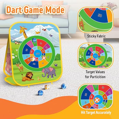 Animal Bean Bag Toss Game Kids Outdoor Toys, Family Party Games, Double-Sided Foldable Cornhole Board, Outside Lawn Party Toy, Birthday Gift for Boys Girls Toddler Age 3 4 5 6 7 8