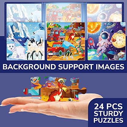 QUOKKA Magnetic Toddler Puzzles Ages 2-4 - 24 Pieces Kids Puzzles Ages 3-5 - Travel Games for Kids 4-6 Boys and Girls - Learning Animal, Space, Dino Car Airplane Road Trip Activities - style: 6. SPACE 24 PCS