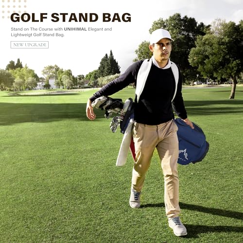 uniHimal Lightweight 7-Way Golf Stand Bag for Men & Women | Carry Bag, Multiple Pockets, Dual Straps - color: blue