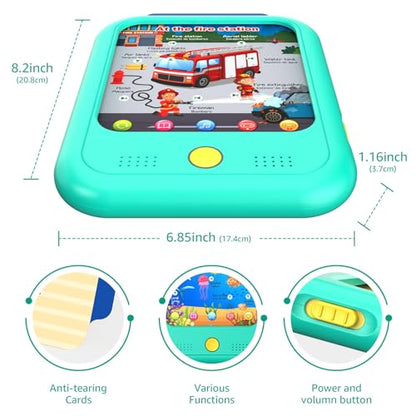 Kids Learning Tablet Educational Learning Pad for Toddlers 2-5 to Learn Alphabets, Numbers, Foods, Time, Music, Vehicles, Tablet Toy for Toddlers Ages 2 3 4 5 6 Years Old - style: Upgrade Version（20 lesson pages green）
