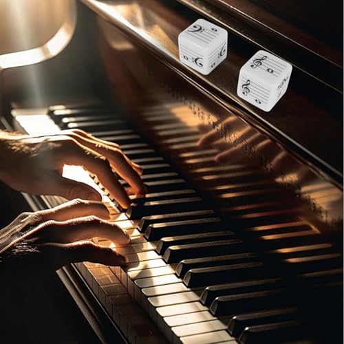 oyeftp Fun Five-Line Staff Music Note Dice for Theory Learning, Large 20mm Educational Dice Set, Includes Treble Clef & Bass Clef Dice for Classroom Music Games - style: Music Note Dice