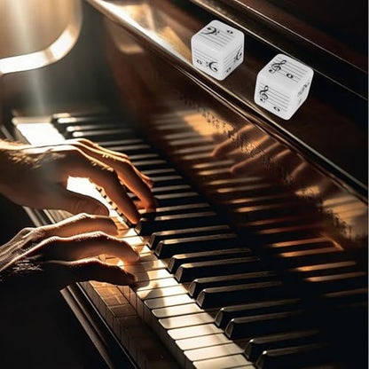 oyeftp Fun Five-Line Staff Music Note Dice for Theory Learning, Large 20mm Educational Dice Set, Includes Treble Clef & Bass Clef Dice for Classroom Music Games - style: Music Note Dice