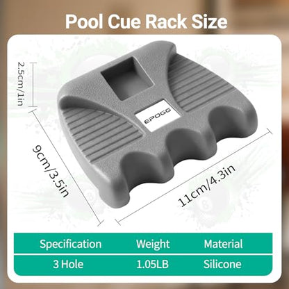 Cue Stick Holder, Portable Weighted Billiard Cue Rack with Chalk Holder, Pool Cue Holder Grey (3 Holes) - style: 3 Holes-Grey