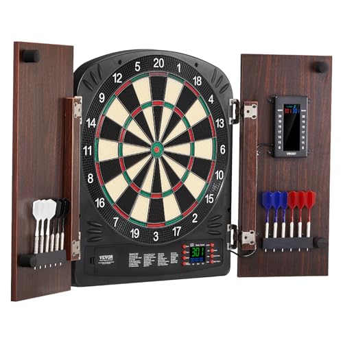 VEVOR Dart Board Cabinet Set, Multiple Styles Ready-to-Play Bundle Official Size, Steel Tip Dart Hideaway Cabinet, Features Easy Assembly, Complete with All Accessories, Perfect for Cricket Games - size: 35.3" x 20" x 2.7", style: Electronic Style