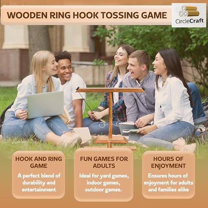 Ring Toss Game for Adults, Hook and Ring Game, Swinging String Hook & Ring Tabletop Battle Game, Outdoor & Indoor Game, Patio Décor Party Bar Game, Wooden Ring & Hook Game, Fun Games for Adults - style: Small Ringtoss Game