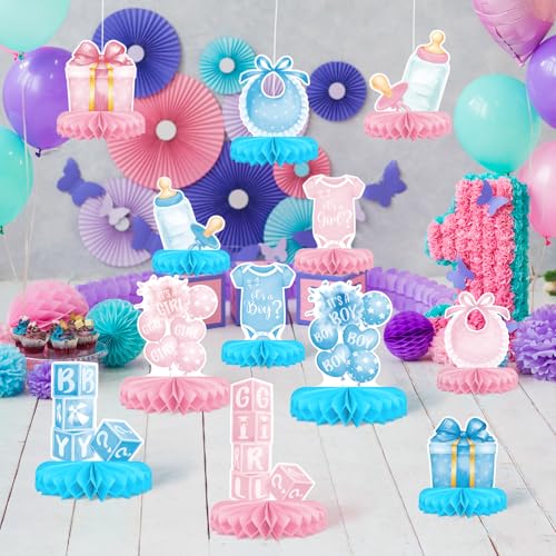 Gender Reveal Decoration Set - Includes Baby Reveal Table Decorations with Honeycomb Centerpiece for Boy or Girl Baby Shower Party Decoration - style: Gender Reveal
