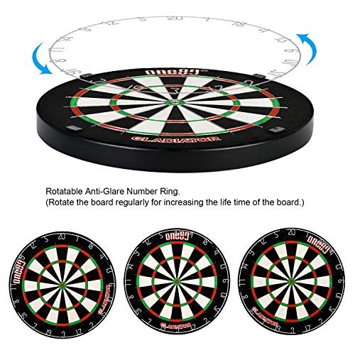 ONE80 Gladiator Dartboard with Top-Grade African Sisal and Sword Edge Staple Free Wire Spider for Maximum Scoring Potential and Less Bounce Outs - style: Gladiator I