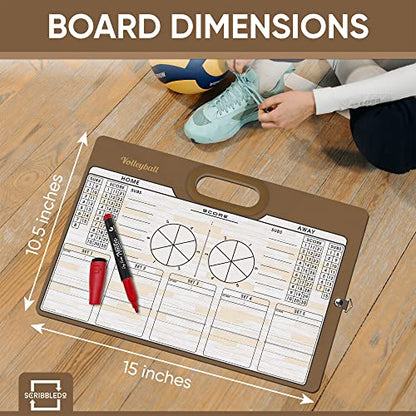 Dry Erase Volleyball Coaching Board 15x10.5” with Rotation Wheel – Includes 2 Markers, Whiteboard for Coaches, Equipment & Accessories, Ideal Coach Gift