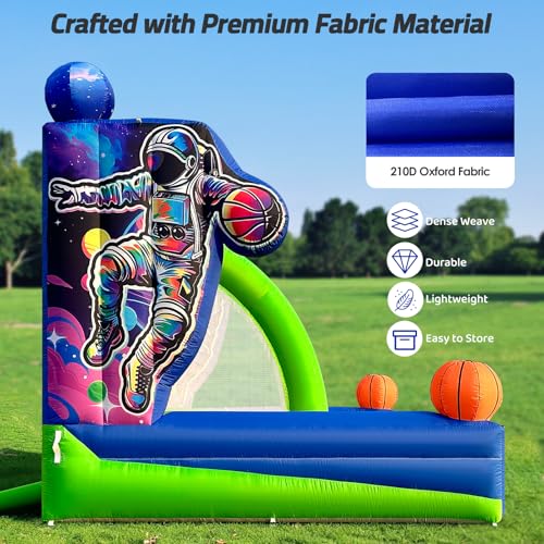 Inflatable Basketball Hoop Shot 13×10×10ft, Blow Up Inflatable Basketball Game with Balls, Air Blower, Inflatable Games for Outdoor Parties, Carnival Events, Lawn Games - color: Cosmic