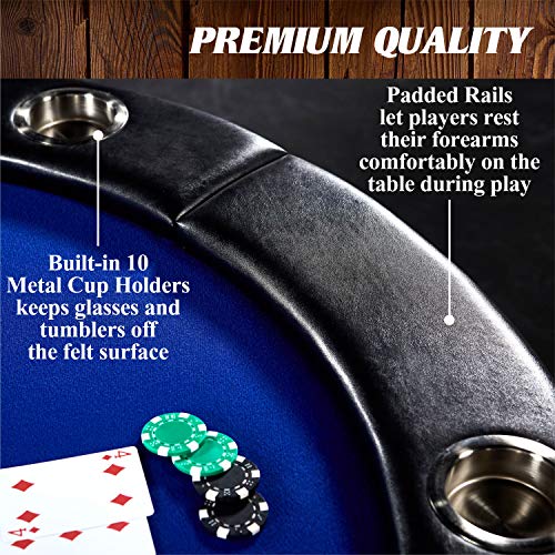 Barrington Poker Multiple Styles Folding Poker Table & Poker Table Top/Dining Table Collection, Durable Padded Rail Tables with Felt Playing Surface, Perfect for Texas Holdem Games - style: 84 In. Classic Poker Table (10 Player)