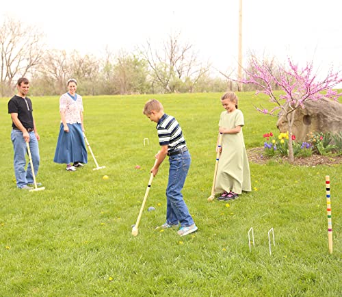 Deluxe Croquet Game Set - 8 Player - with Wooden Stand (Four 28" Handles/Four 32" Handles) - size: Four 28" Handles/Four 32" Handles