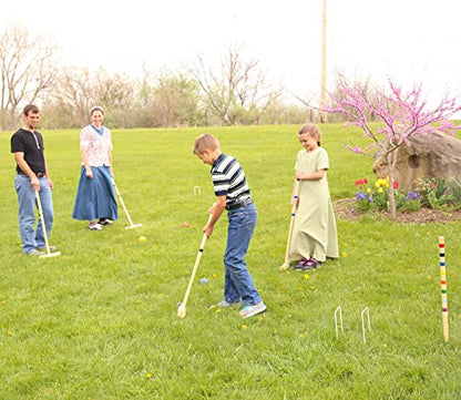 Deluxe 8-Player Croquet Game Set with Duffel Carry Bag (Eight 28" Handles) - size: Eight 28" Handles