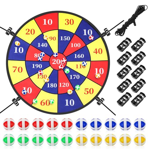 Lunmon 29" Trampoline Dart Board Game Accessories, Trampoline Toss Game Dartboard with 20 Sticky Balls, Indoor & Outdoor, Sport Fun Party Play Toys for Birthday Gifts - style: Stylish Style 200 Score