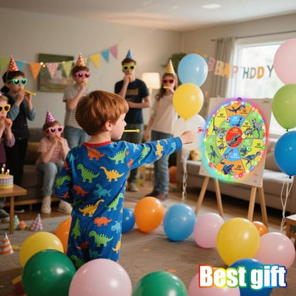 30 Inch LED Dart Board Kids Game,12PCS Sticky Balls,Indoor/Outdoor Sports Carnival Games Yard Party, Suitable for 3 4 5 6 7 8 9 10 Years Old Boys and Girls Birthday Gifts Dinosaur Toys