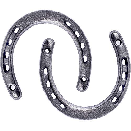 GGTYHAO Cast Iron Horseshoe，for Good Lucky, Durable Cast Iron Medium Horseshoe 5 Holes On Each Side for Wall Hung - color: grey