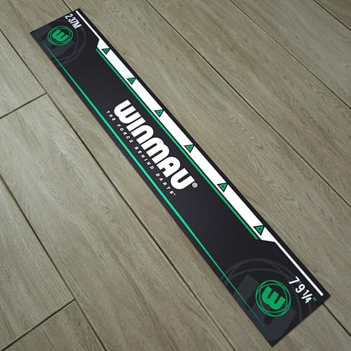Winmau Darts Oche Line - High Visibility Throw Line Marker with Toe Markers for Consistent Stance - Self-Adhesive, Sticks to Hard Floors (Wood/Tile/Laminate) - Regulation Distance - style: Winmau Green