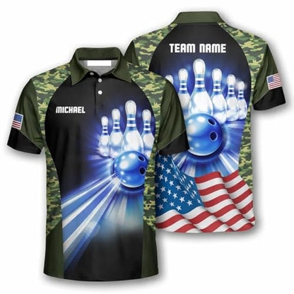 GABITA Personalized Bowling Jerseys for Men, Custom Bowling Polo Shirt, Bowling Shirts Gift for Bowler Team Player - color: A65