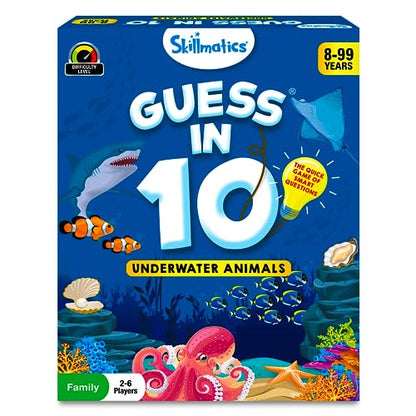 Skillmatics Guess in 10 Underwater Animals, Perfect for Boys, Girls, Kids, and Families Who Love Card Games, Toys, Board Games, Gifts for Ages 8, 9, 10 and Up - style: 9. Underwater Animals