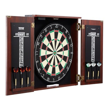 VEVOR Dart Board Cabinet Set, Multiple Styles Ready-to-Play Bundle Official Size, Steel Tip Dart Hideaway Cabinet, Features Easy Assembly, Complete with All Accessories, Perfect for Cricket Games - size: 43.3" x 21.3" x 4.3", style: Hideaway Style w/Light