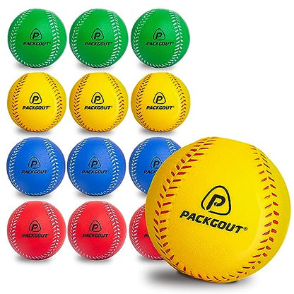 PACKGOUT Soft Foam Baseballs for Kids & Teenagers - Practice & Replacement Balls - color: Colorful 12 Pcs