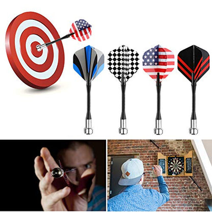Accmor Magnetic Darts, 12pcs Replacement Magnet Darts Plastic Darts for Dartboard - color: Black Blue Red-Geometry