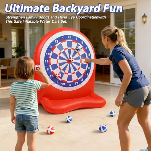 Inflatable Soccer Dart Board Toss Pool Floats - Fun Water Games Set, Swimming Pool Toys, Beach Yard Outdoor Ball Play, Summer Party for Kids Ages 8–12, Teens & Adults, Indoor/Outdoor Play