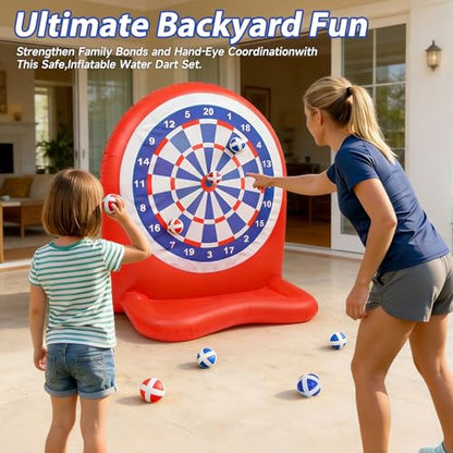 Inflatable Soccer Dart Board Toss Pool Floats - Fun Water Games Set, Swimming Pool Toys, Beach Yard Outdoor Ball Play, Summer Party for Kids Ages 8–12, Teens & Adults, Indoor/Outdoor Play