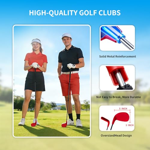 6 Hole Backyard Game Golf for Family and Adults,Portable Golf Course Practice for Yard,Beach,Park, Camping,and Outdoor Fun (2 Adjustable Clubs)