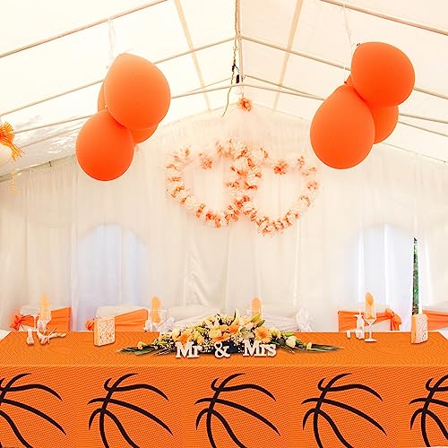 Mixweer 2 Pcs Basketball Plastic Tablecloth Birthday Party Decorations 54 x 108 Inch Basketball Field Rectangular Plastic Table Cover for Sports Theme Fan Sports Event Game Day Birthday Party Supplies