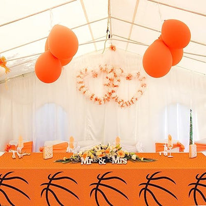 Mixweer 2 Pcs Basketball Plastic Tablecloth Birthday Party Decorations 54 x 108 Inch Basketball Field Rectangular Plastic Table Cover for Sports Theme Fan Sports Event Game Day Birthday Party Supplies