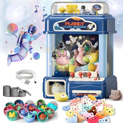 Claw Machine for Kids – Large Toy Claw Machine with Music Lights, Vending Machine Toy for Boys Girls, Includes Toys Inside, USB Rechargeable Candy Claw Game Machine for Kids Ages 4-12 - style: Large Space Explorer