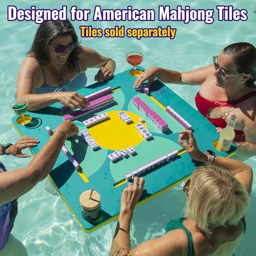 Floating Mahjong Table for Pool - Swimming Pool and Hot Tub Float Board for Card Games, Scrabble, Dominoes, Poker - Adults Pools Game Tray for Water and Lake - Domino Floater Tables - color: Green