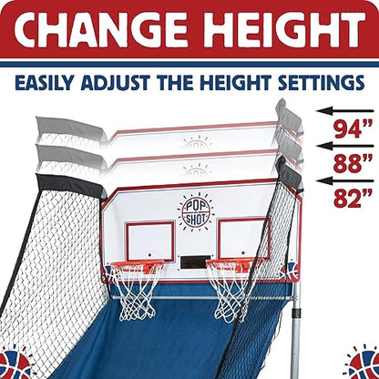 Pop-A-Shot - Home Dual Shot with NCAA Graphics l Sensor Scoring l 16 Game Modes l 7 Balls l Foldable Storage l for All NCAA Fans - style: Illinois State Redbirds