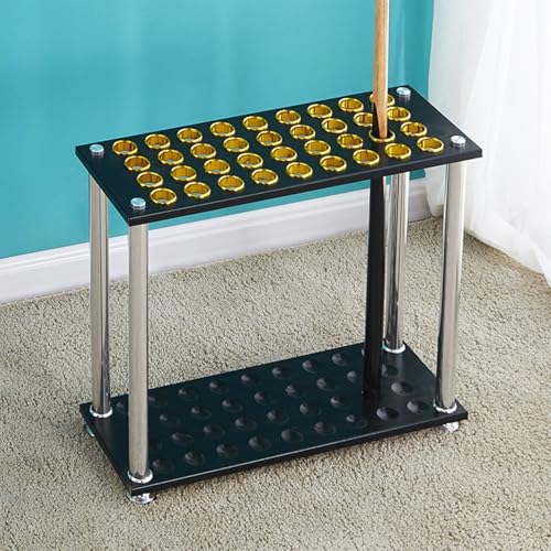 Pool Cue Rack,Pool Cue Holder,Free Standing Billiard Stick Stand,Fishing Rod Storage Rack,Holds 36 Cue,for Billiard Room Game Room Club Pool Table Accessories(Black) (Black)