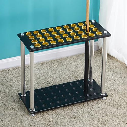 Pool Cue Rack,Pool Cue Holder,Free Standing Billiard Stick Stand,Fishing Rod Storage Rack,Holds 36 Cue,for Billiard Room Game Room Club Pool Table Accessories(Black) (Black)
