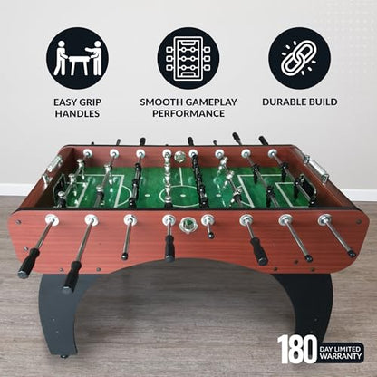 Hathaway Metropolitan 54 inch Foosball Table Adult Size for Family Game Rooms - With Smooth Playfield, Dual Abacus Scoring, Weighted Players, Sturdy Leg Levelers & 2 Foosballs - Cherry Finish