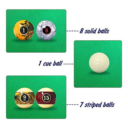 Marble Swirl Style Pool Balls Set Professional 2 1/4-Inch Billiard Balls for Pool Table Complete 16-Piece Regulation Pool Ball Set