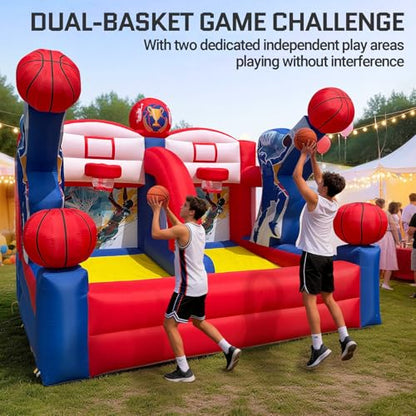 OZIS Inflatable Basketball Hoop Shoot Game, Interactive Inflatable Party Basketball Game Portable with 4 Balls & Blower Easy Set-Up Ideal for Outdoors Parties, Sports Events, Backyard Play
