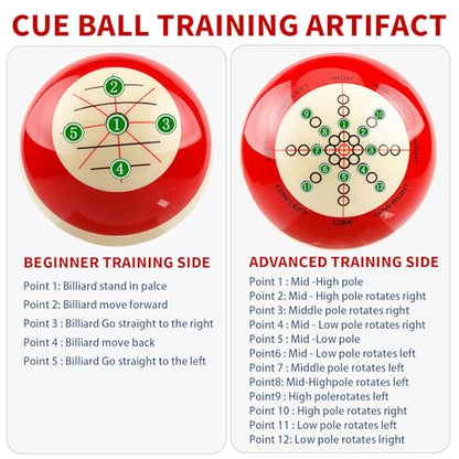 Billiard Training Cue Ball, 2.25" Standard Size Pool Practice Cue Ball, Wear-Resistant Training Ball for Home Game Rooms - color: Red