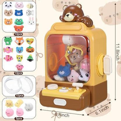 Arrowbash Cartoon Claw Machines for Kids 36 Prizes Age 6+ Mini Vending Machines with Music for Kid with Plush Toy Christmas Birthday Thanksgiving Girls Boys Gifts(Bear) - style: Bear