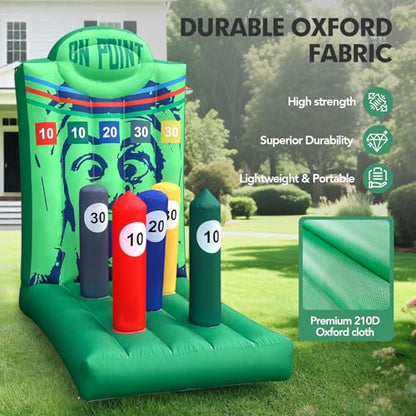 Inflatable Ring Toss Carnival Game with Built-in Blower, Portable Throwing Game for Backyard Party, School Carnival & Family Fun Event - style: On Point
