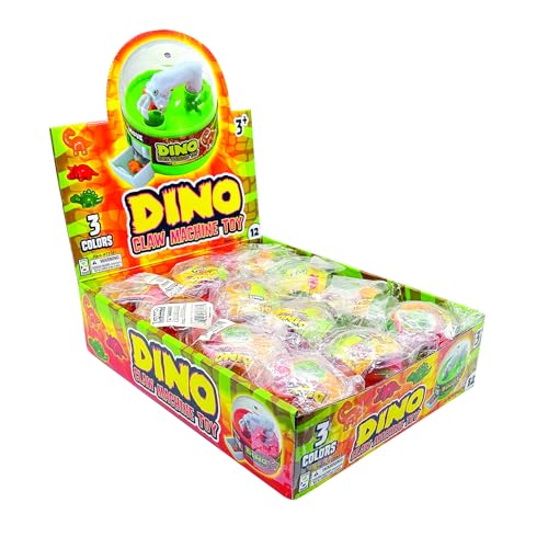 Raymond Geddes Dino Claw Machine Toys for Kids (12 per Box) – Mini Claw Machine Toys with 8 Colorful Dinosaur Prizes