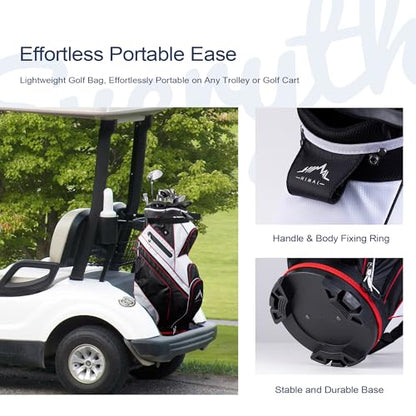 uniHimal 14-Way Golf Cart Bag with Organizer Divider & Rain Cover - color: Black-White