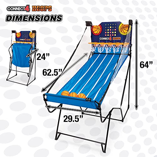 EastPoint Connect4 Hoops Arcade Basketball Game - Blue, Medium - Electronic LED Scoring & Kids Games - Foldable Indoor Design & Mini Basketball Hoop - Four-in-a-Row Challenge