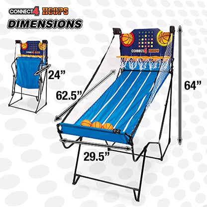 EastPoint Connect4 Hoops Arcade Basketball Game - Blue, Medium - Electronic LED Scoring & Kids Games - Foldable Indoor Design & Mini Basketball Hoop - Four-in-a-Row Challenge