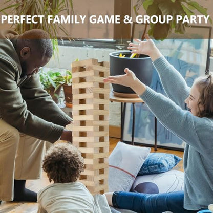 Aivalas Medium Tumble Tower 60PCS Wooden Block Stacking Yard Games with Carrying Bag Indoor & Outdoor Game for Kids and Adults Party Games for Backyard Lawn Beach Camping (Over 3.2 Ft) - size: M-Over 3.2 FT-60PCS